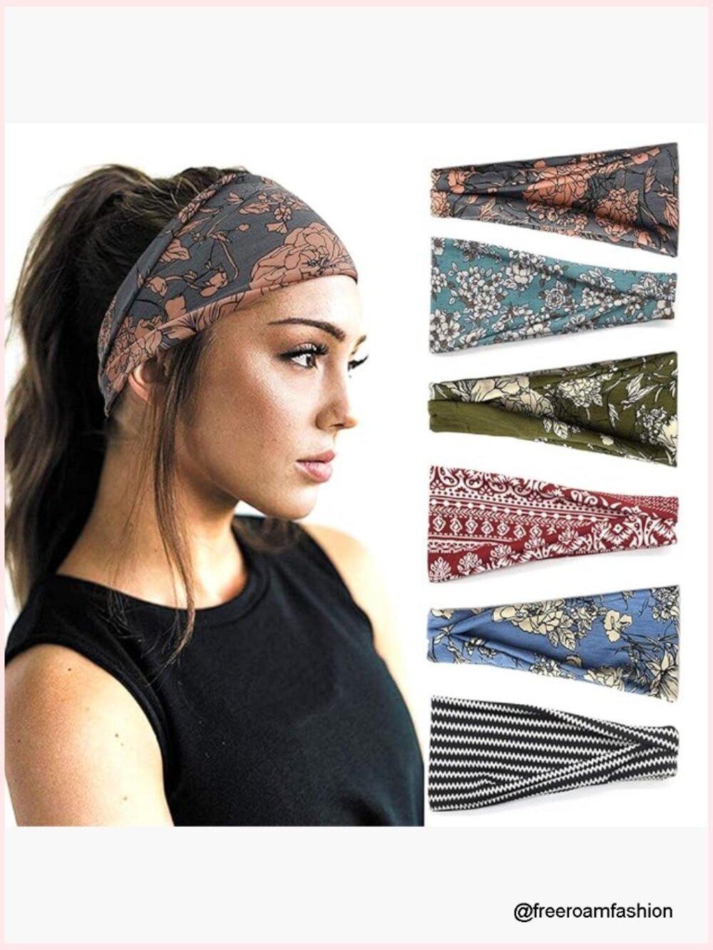 Wide Yoga Headbands 6 Pack Polyester Spandex Workout Hair Accessories